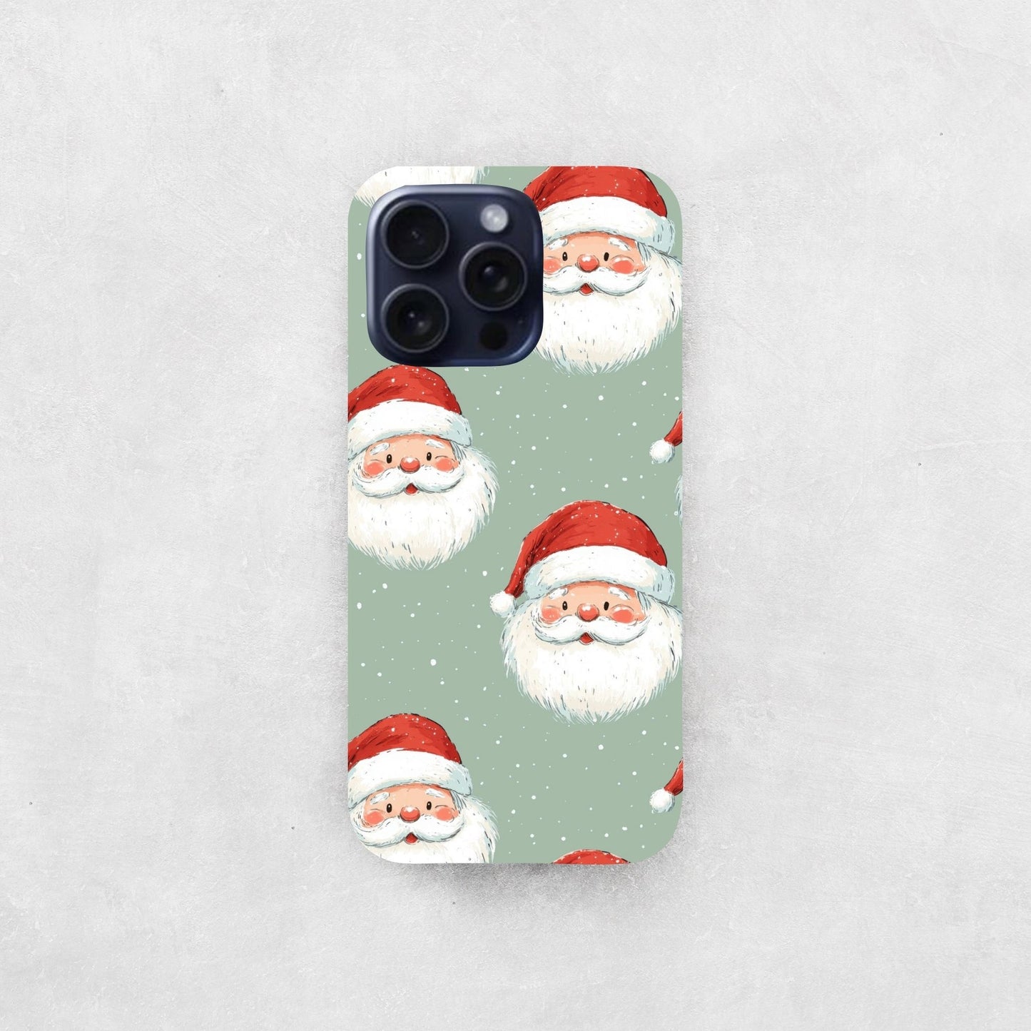 Sage Green Santa Claus Digital Seamless Pattern