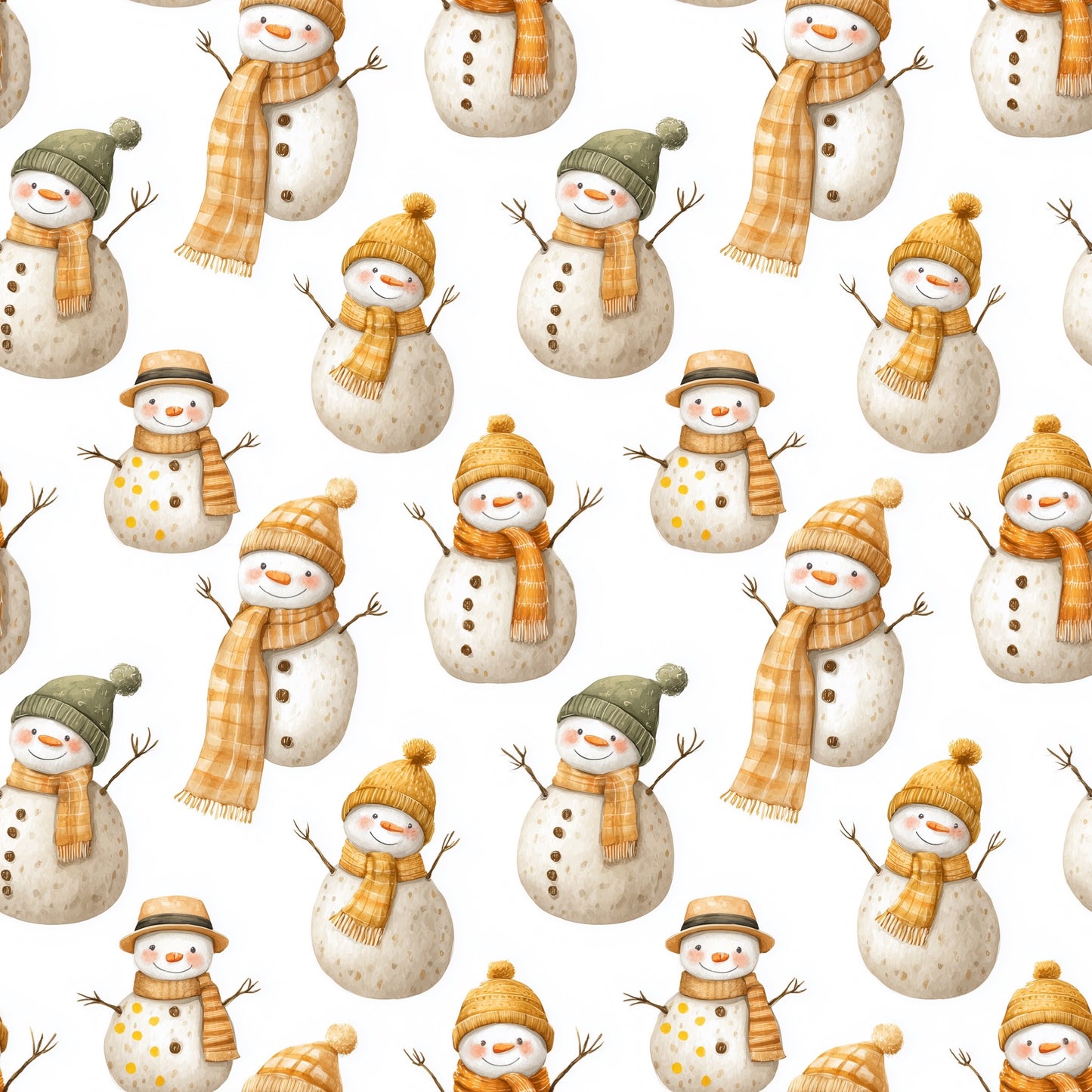 Happy Snowmen Digital Seamless Pattern