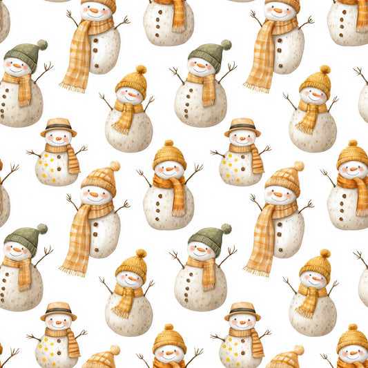 Happy Snowmen Digital Seamless Pattern