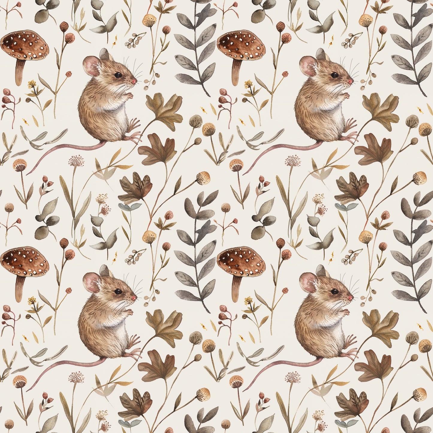 Harvest Mouse Digital Seamless Pattern