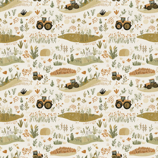 Harvest Time Tractors Digital Seamless Pattern
