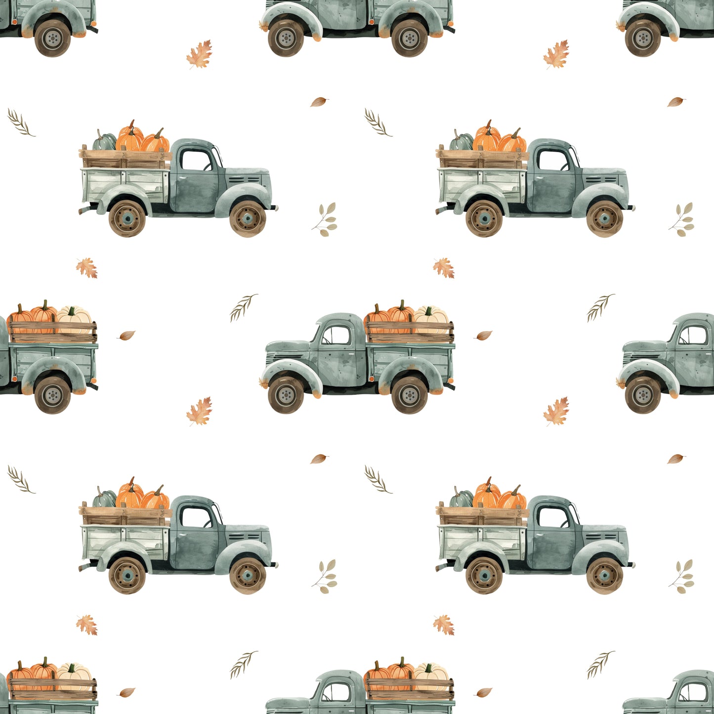 Harvest Trucks Digital Seamless Pattern