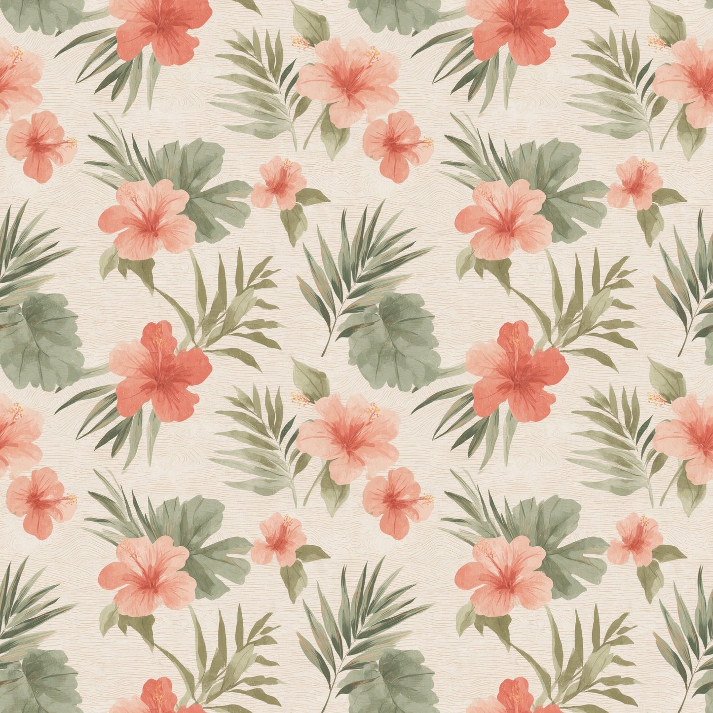 Hibiscus Floral Digital Seamless Pattern