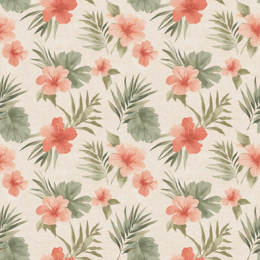 Hibiscus Floral Digital Seamless Pattern