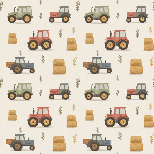 Hay Bales & Tractors Digital Seamless Pattern