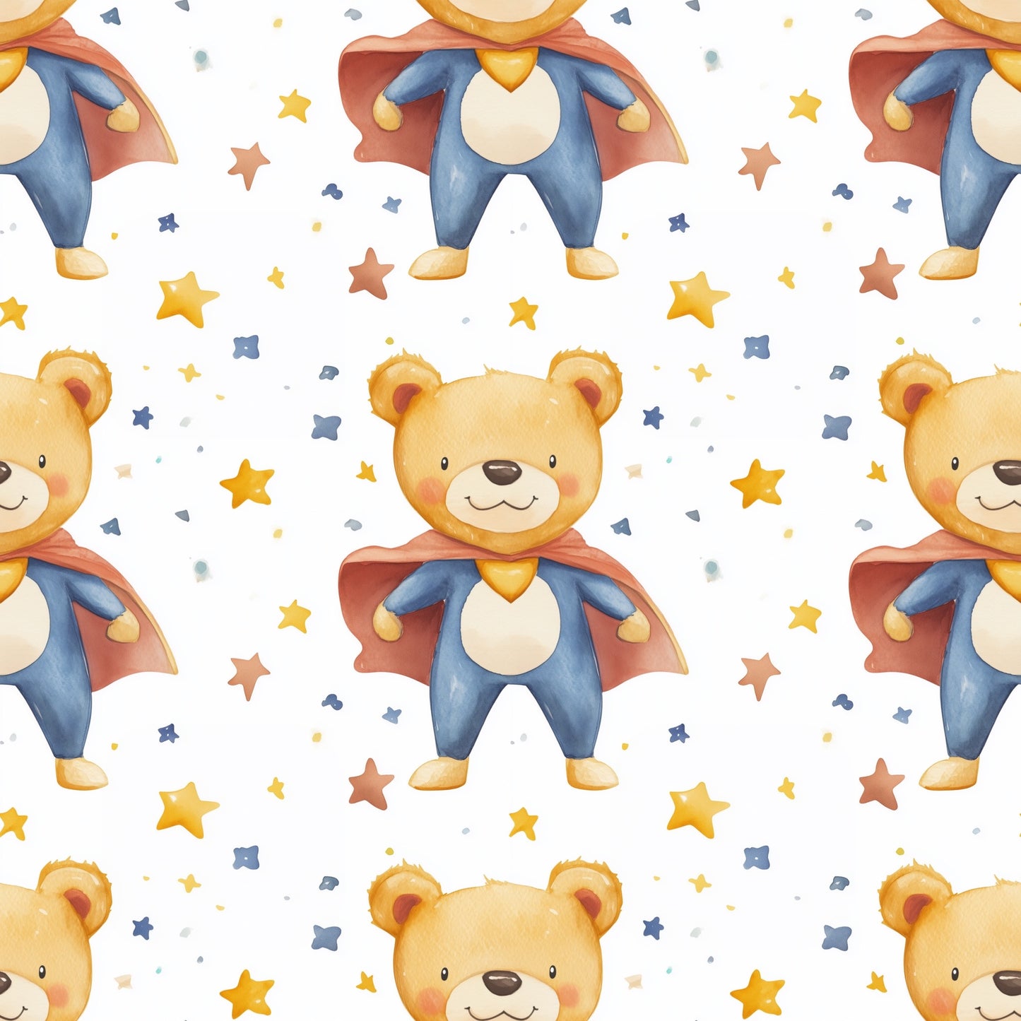 Hero Teddy Digital Seamless Pattern
