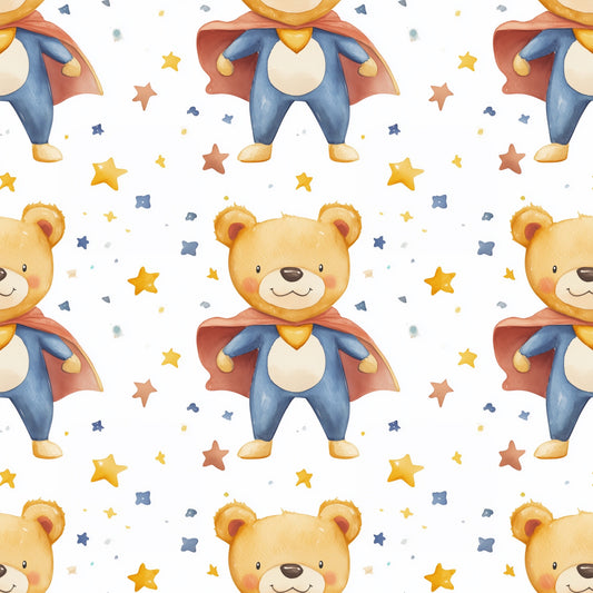 Hero Teddy Digital Seamless Pattern