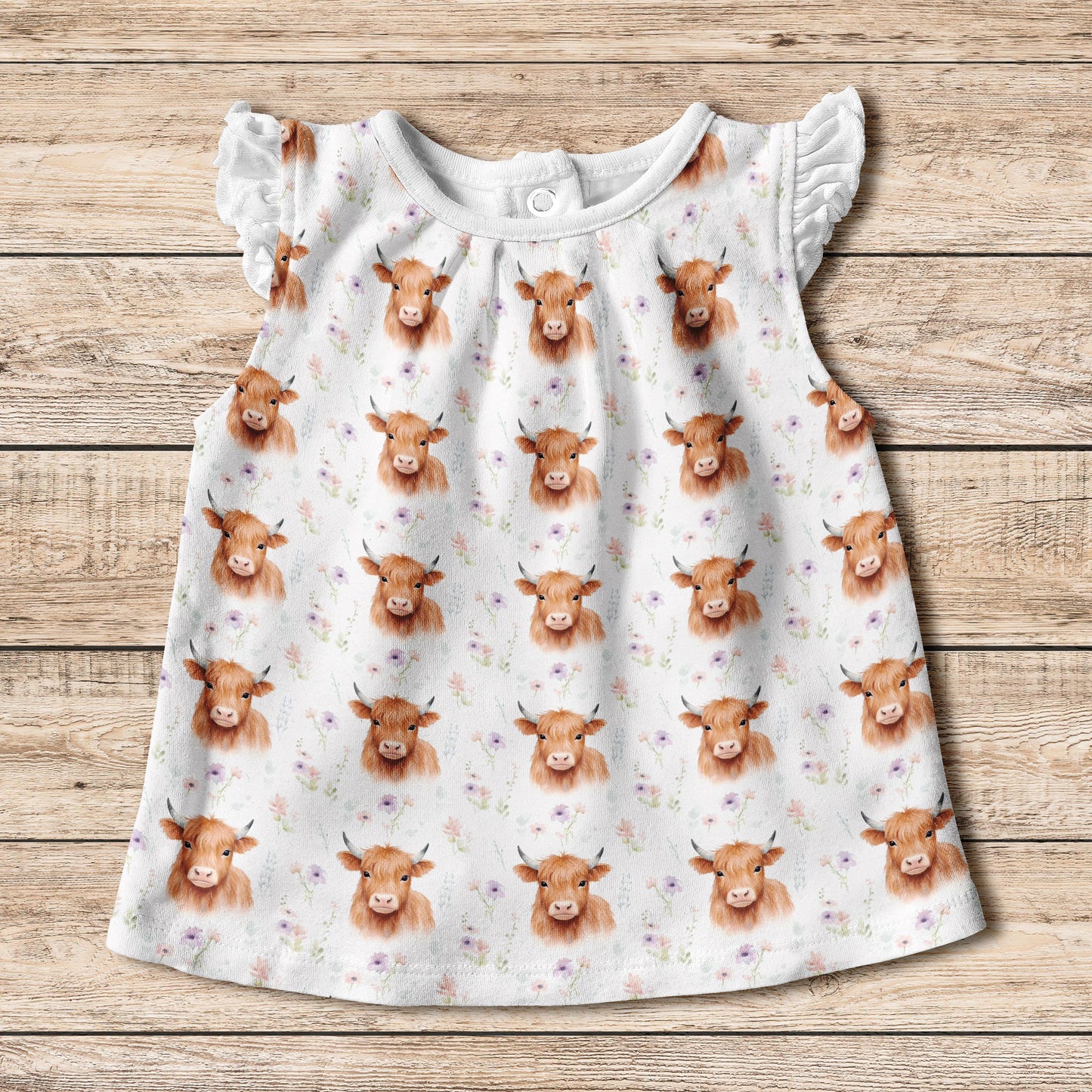 Highland Cow Floral Digital Seamless Pattern