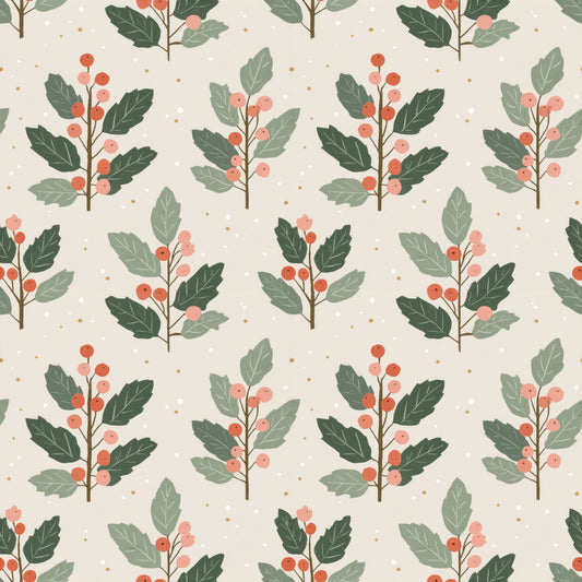 Holly Branches Digital Seamless Pattern