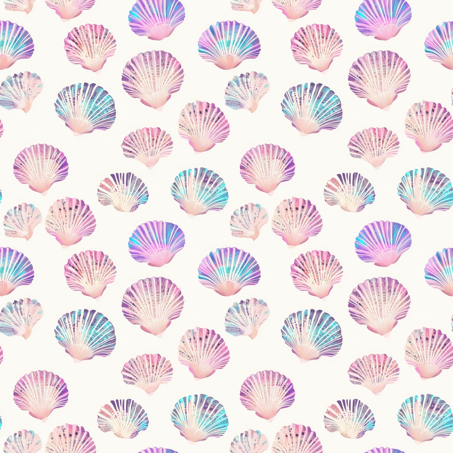 Holographic Shells Digital Seamless Pattern
