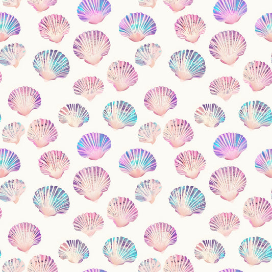 Holographic Shells Digital Seamless Pattern