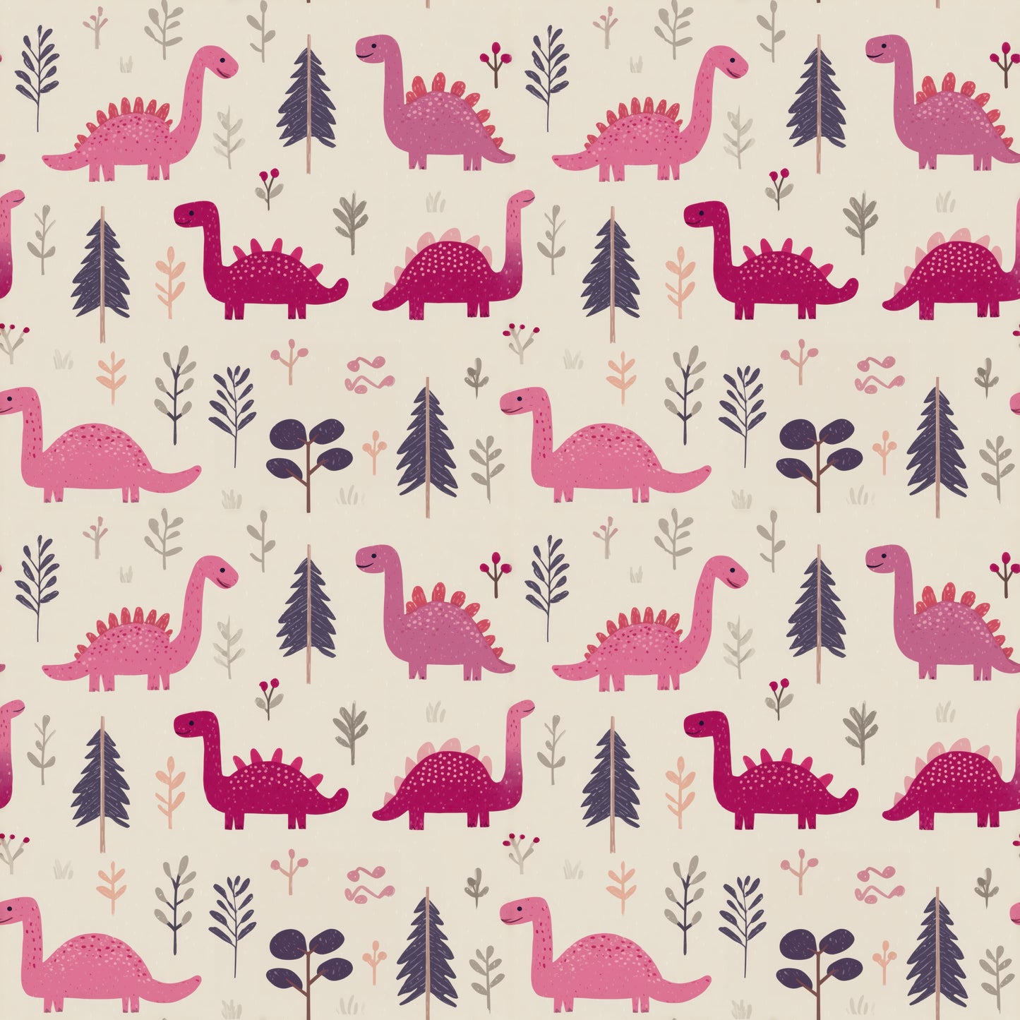 Hot Pink Dinos Digital Seamless Pattern