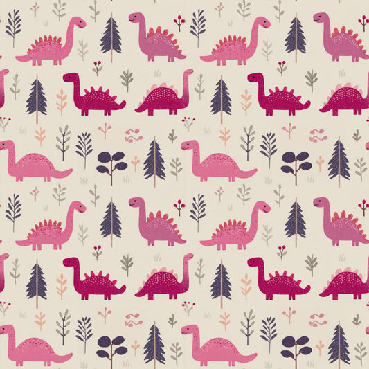 Hot Pink Dinos Digital Seamless Pattern