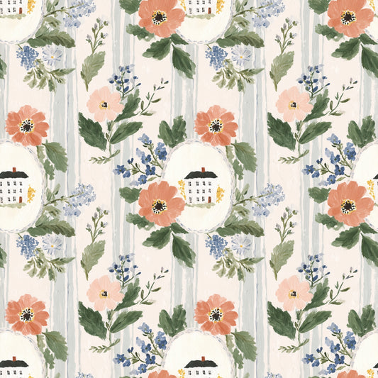House Frame Floral Digital Seamless Pattern