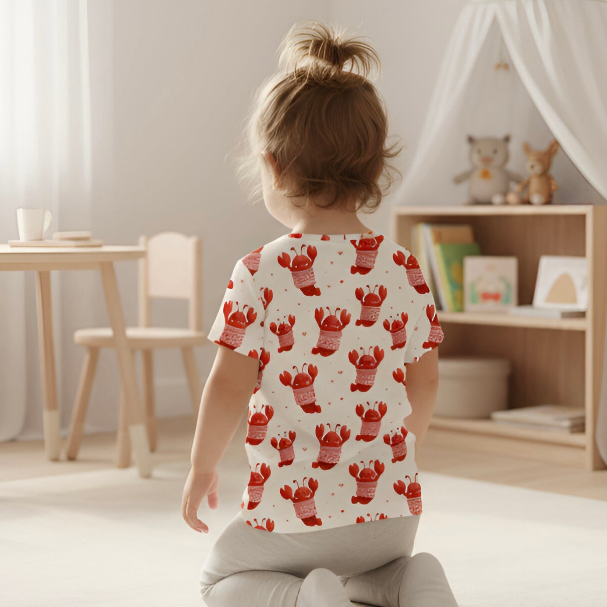 Cute Love Lobsters Digital Seamless Pattern