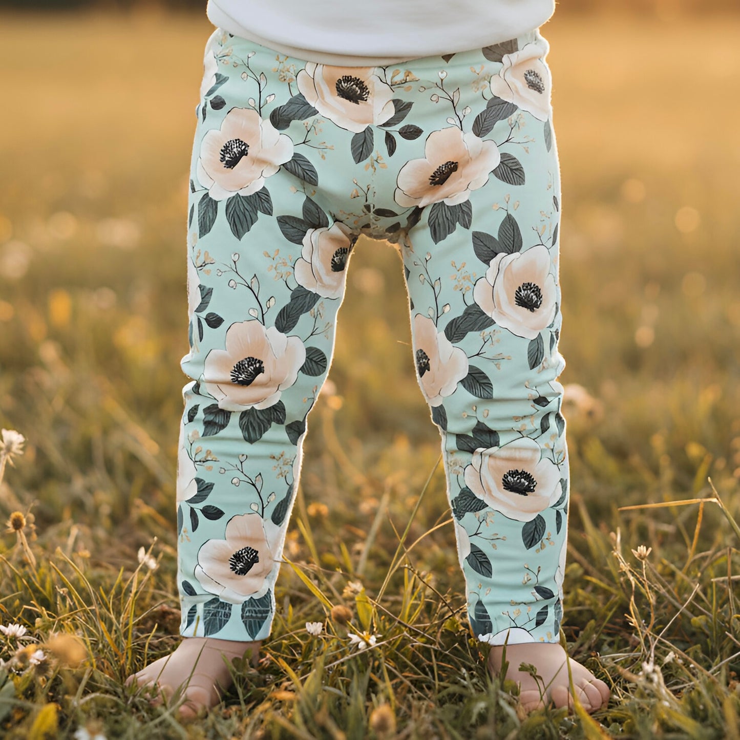 Flowers on Mint Digital Seamless Pattern