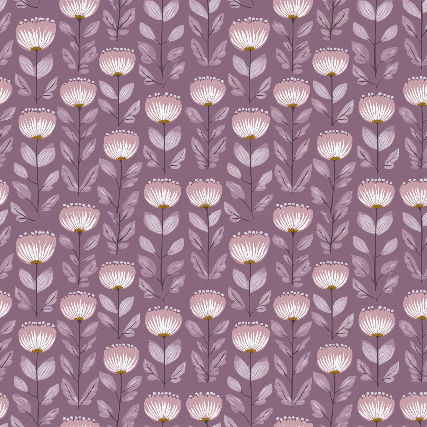 Mauve Art Deco Floral Digital Seamless Pattern