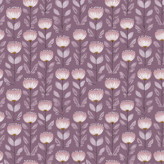 Mauve Art Deco Floral Digital Seamless Pattern