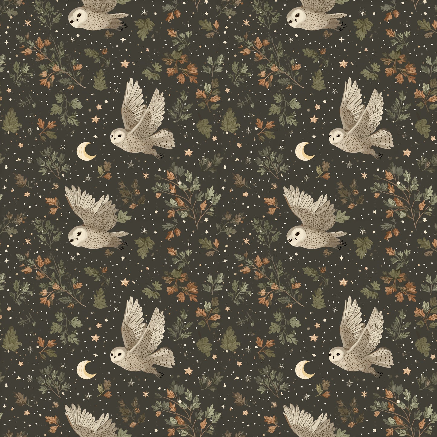 Midnight Owl Digital Seamless Pattern