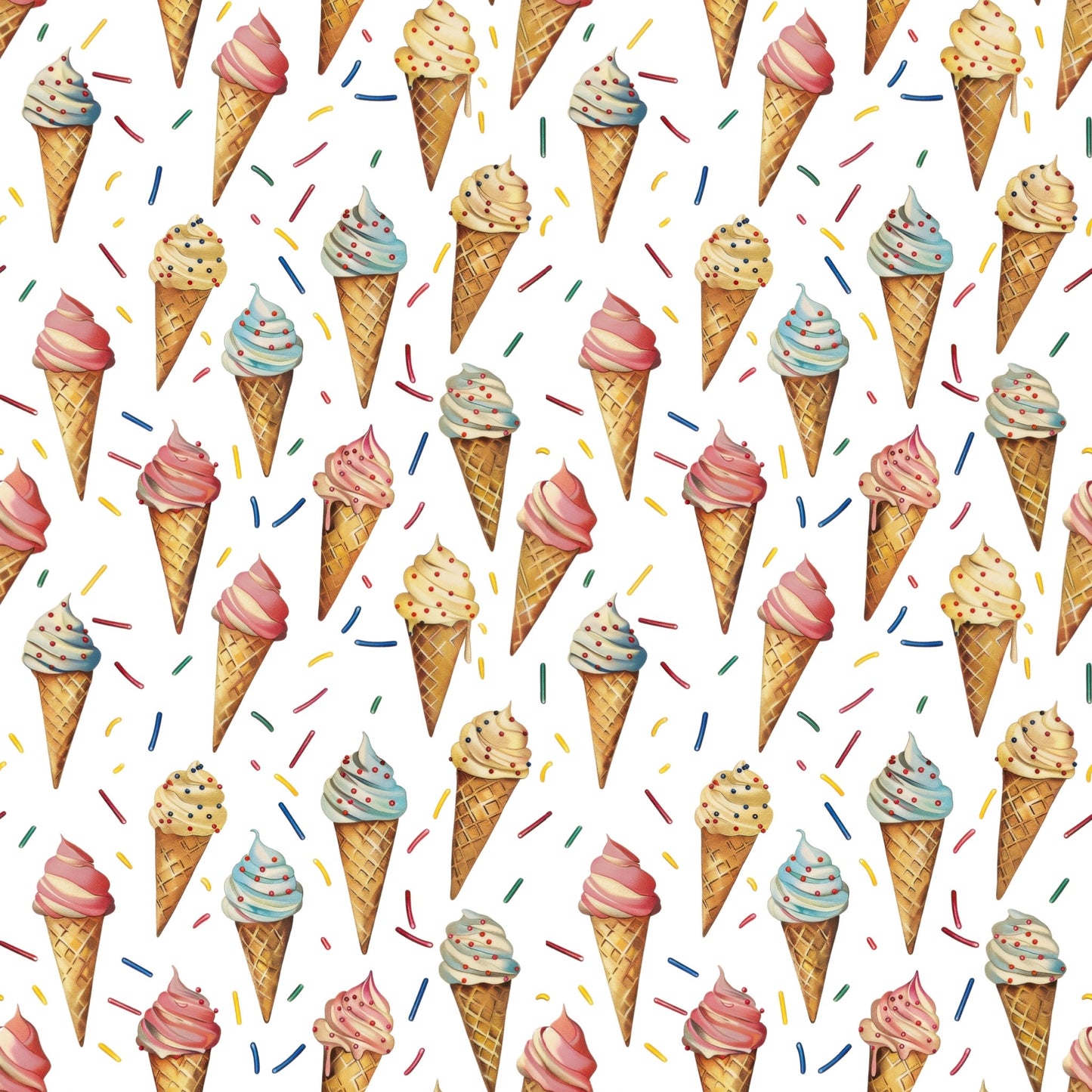 Ice Cream Sprinkles Digital Seamless Pattern - White