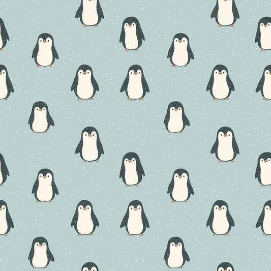 Icy Penguins Digital Seamless Pattern
