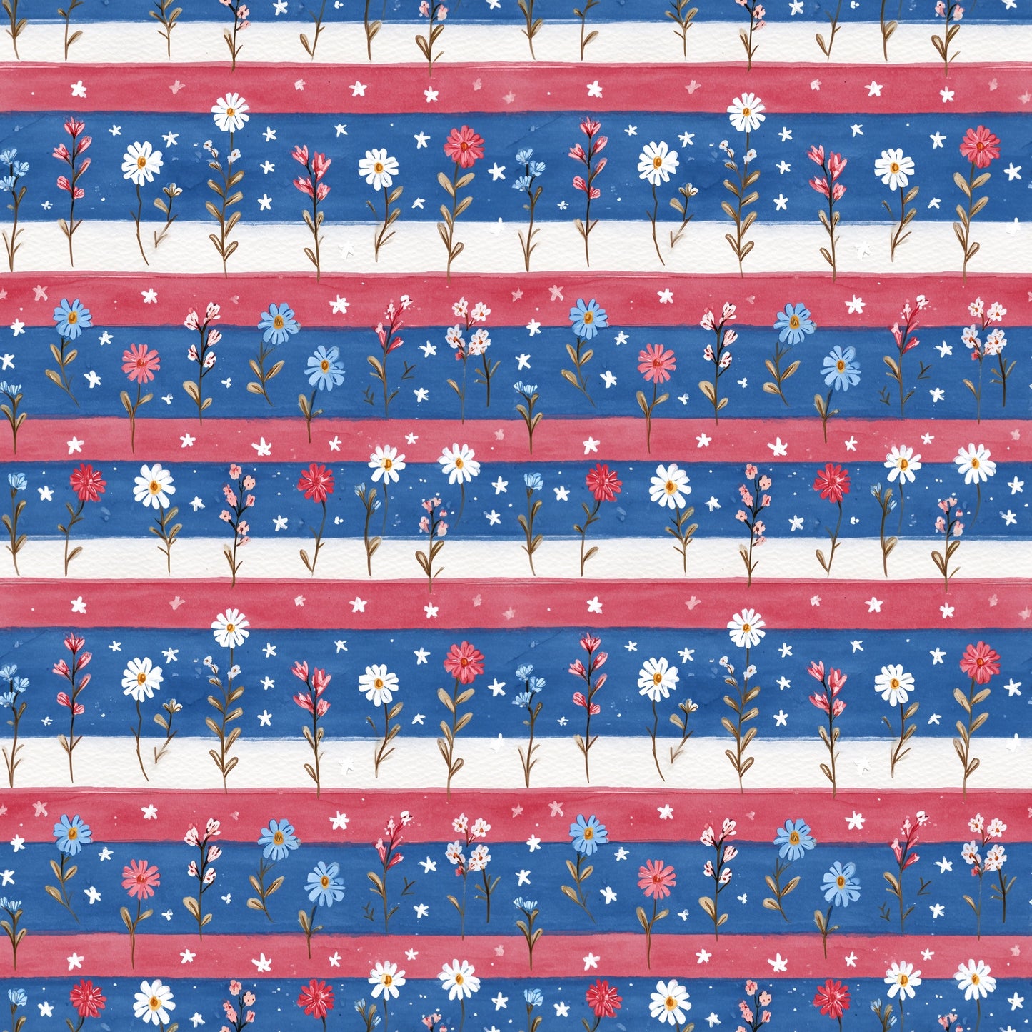 Independence Day Floral Digital Seamless Pattern