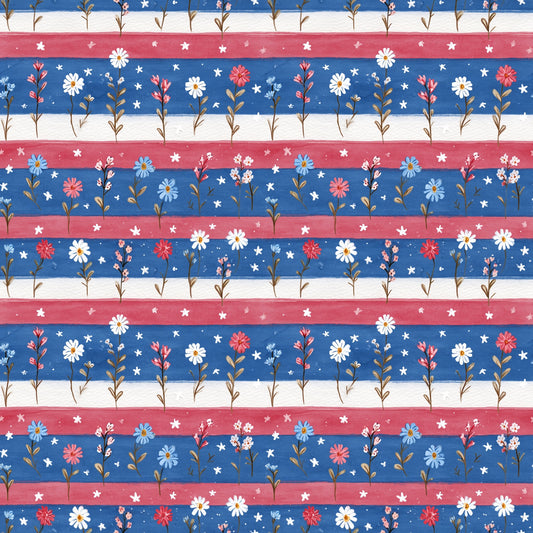 Independence Day Floral Digital Seamless Pattern