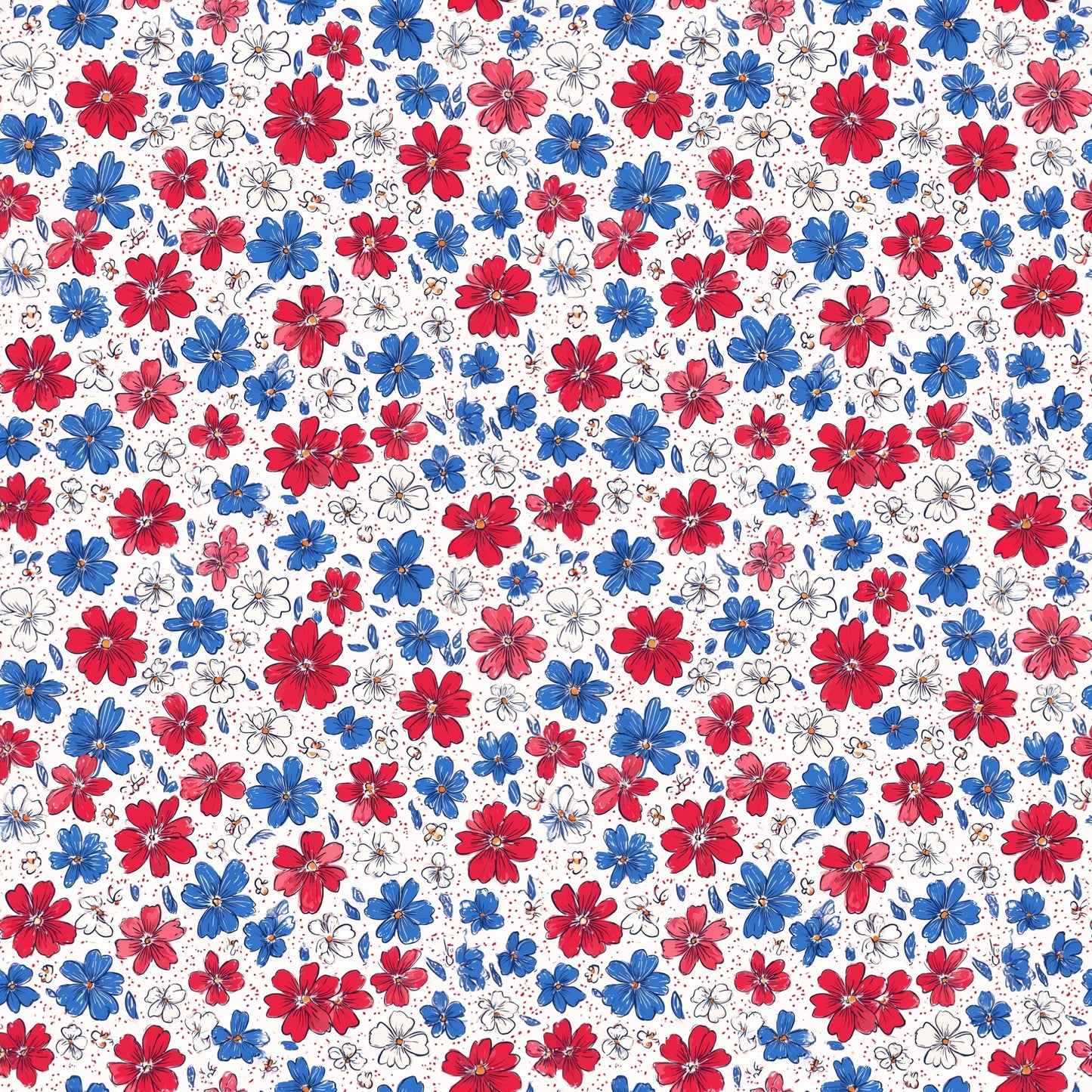 Independence Ditsy Floral Digital Seamless Pattern