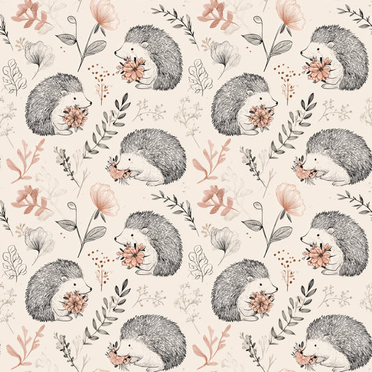 Inked Hedgehogs Digital Seamless Pattern