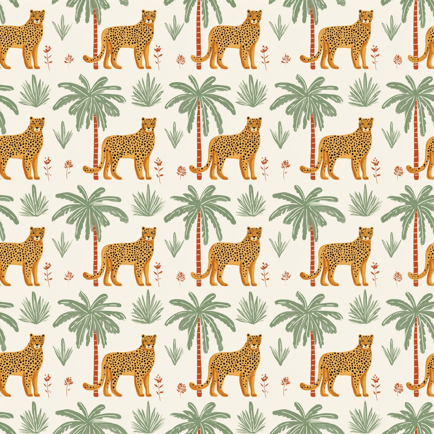 Jungle Cat Digital Seamless Pattern