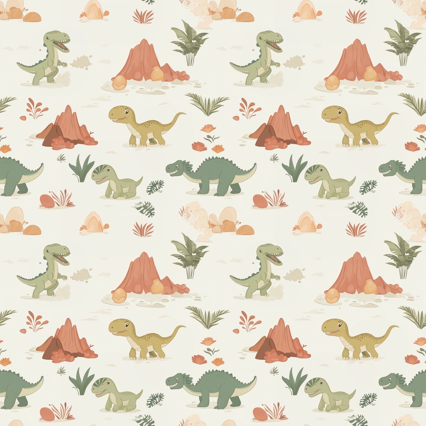 Jurassic Dinosaurs Digital Seamless Pattern