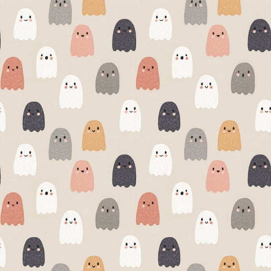 Kawaii Ghosts Digital Seamless Pattern