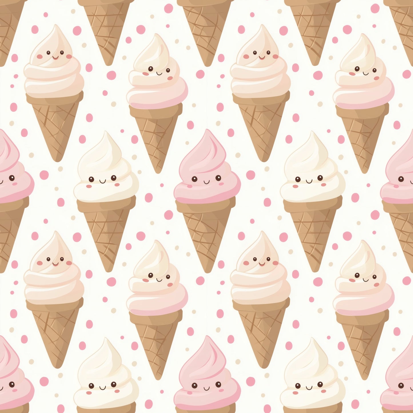 Kawaii Ice Creams Digital Seamless Pattern