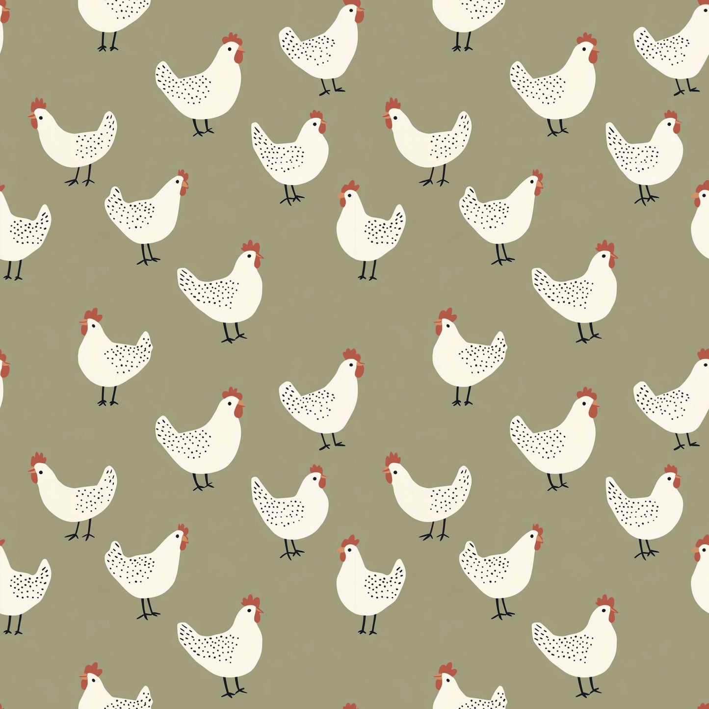 Khaki Chickens Digital Seamless Pattern