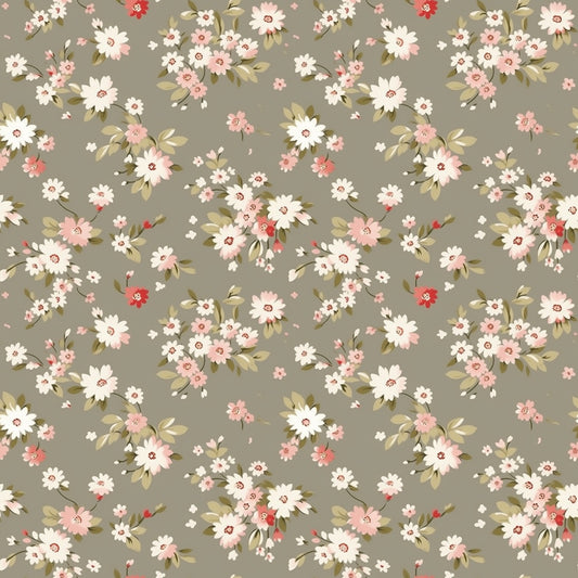 Khaki Dainty Ditsy Floral Digital Seamless Pattern