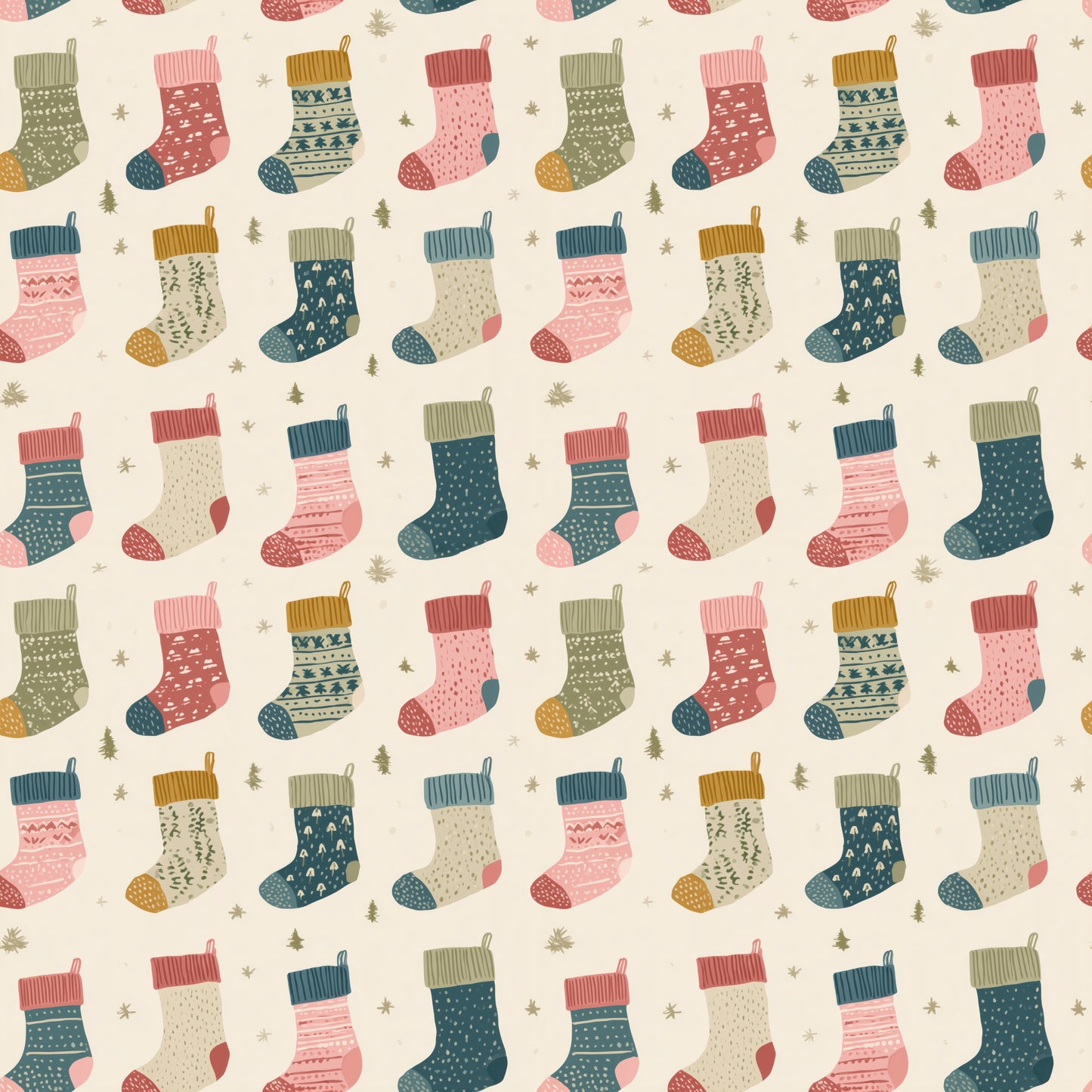 Knitted Christmas Stockings Digital Seamless Pattern