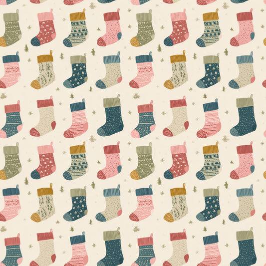 Knitted Christmas Stockings Digital Seamless Pattern