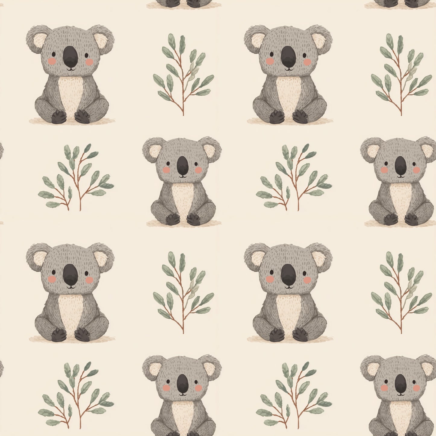 Koalas on Neutral Digital Seamless Pattern