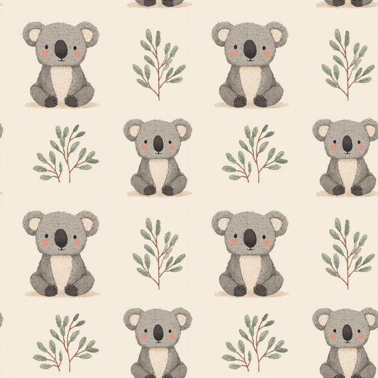 Koalas on Neutral Digital Seamless Pattern