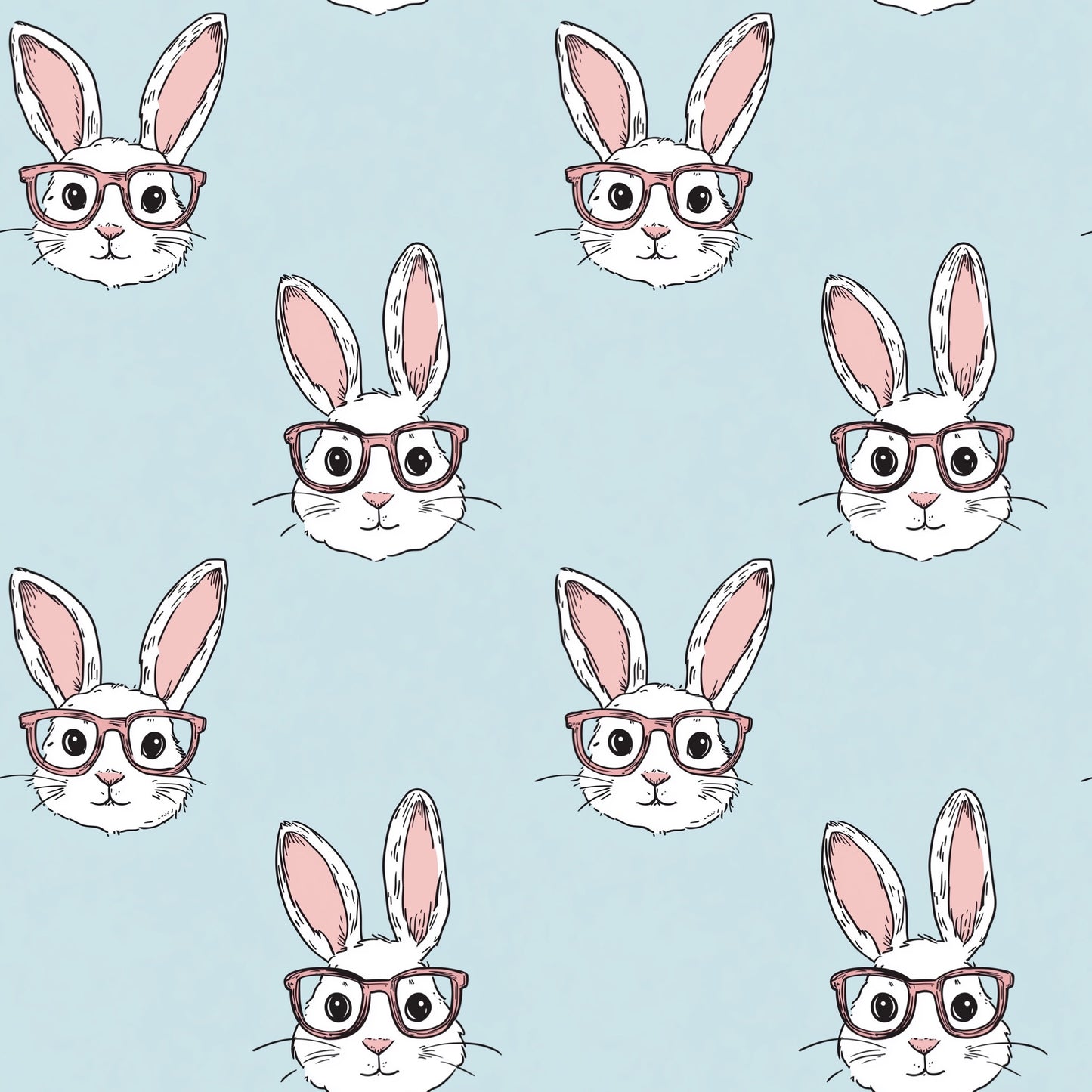 Kooky Bunnies Digital Seamless Pattern