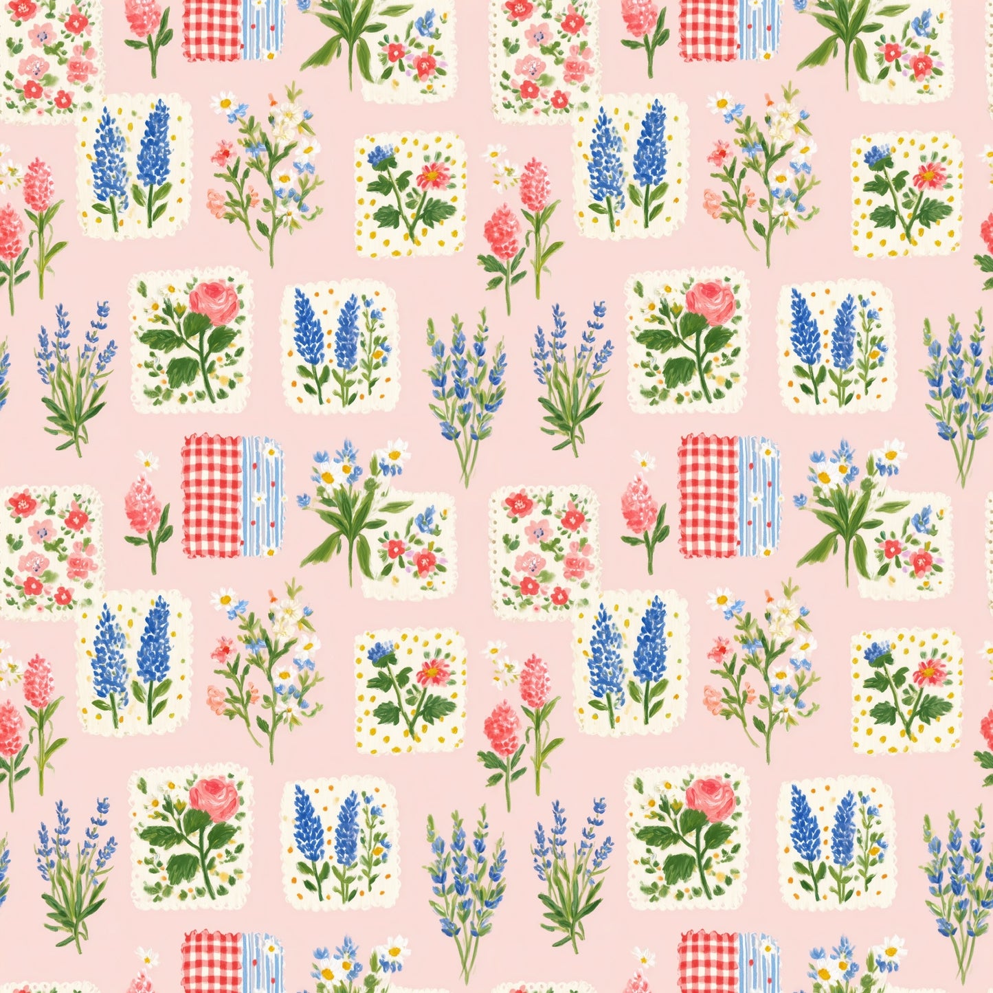 Lavender Ditsy Patchwork Digital Seamless Pattern