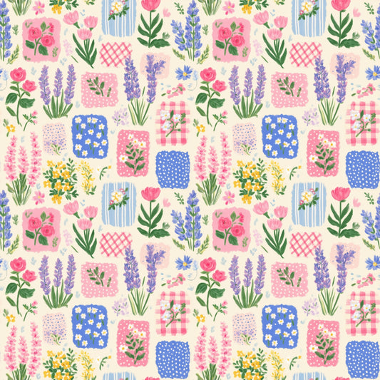 Lavender Patchwork Floral Digital Seamless Pattern