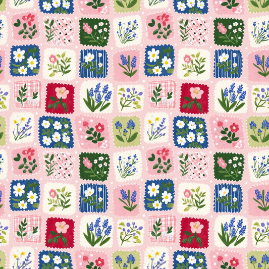Lavender Pink Stamp Floral Digital Seamless Pattern