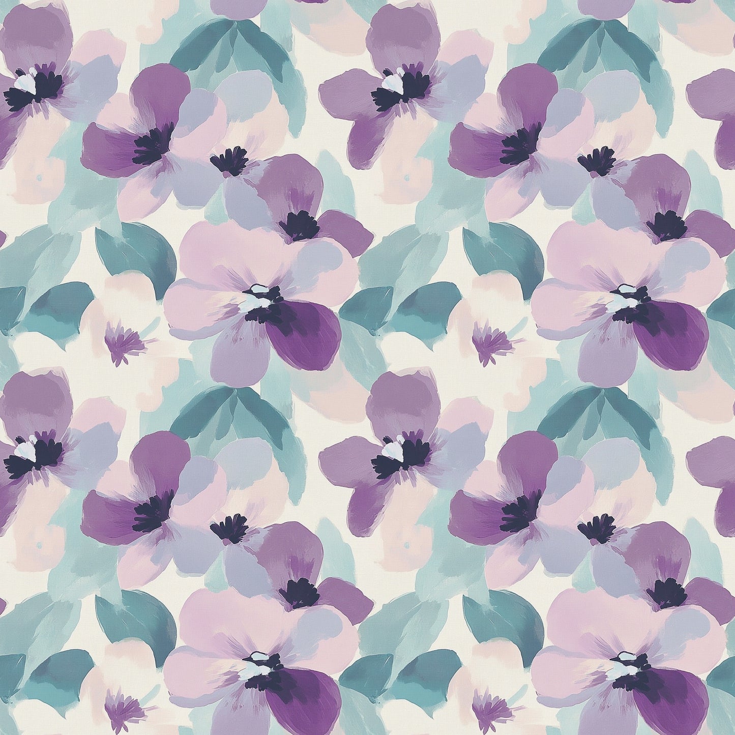 Lavender Teal Floral Digital Seamless Pattern