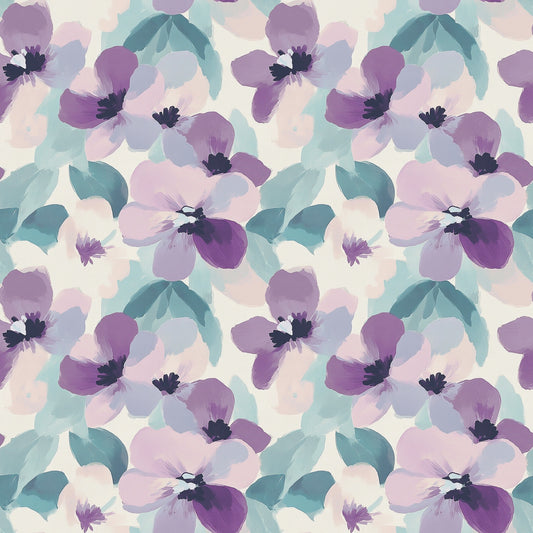 Lavender Teal Floral Digital Seamless Pattern