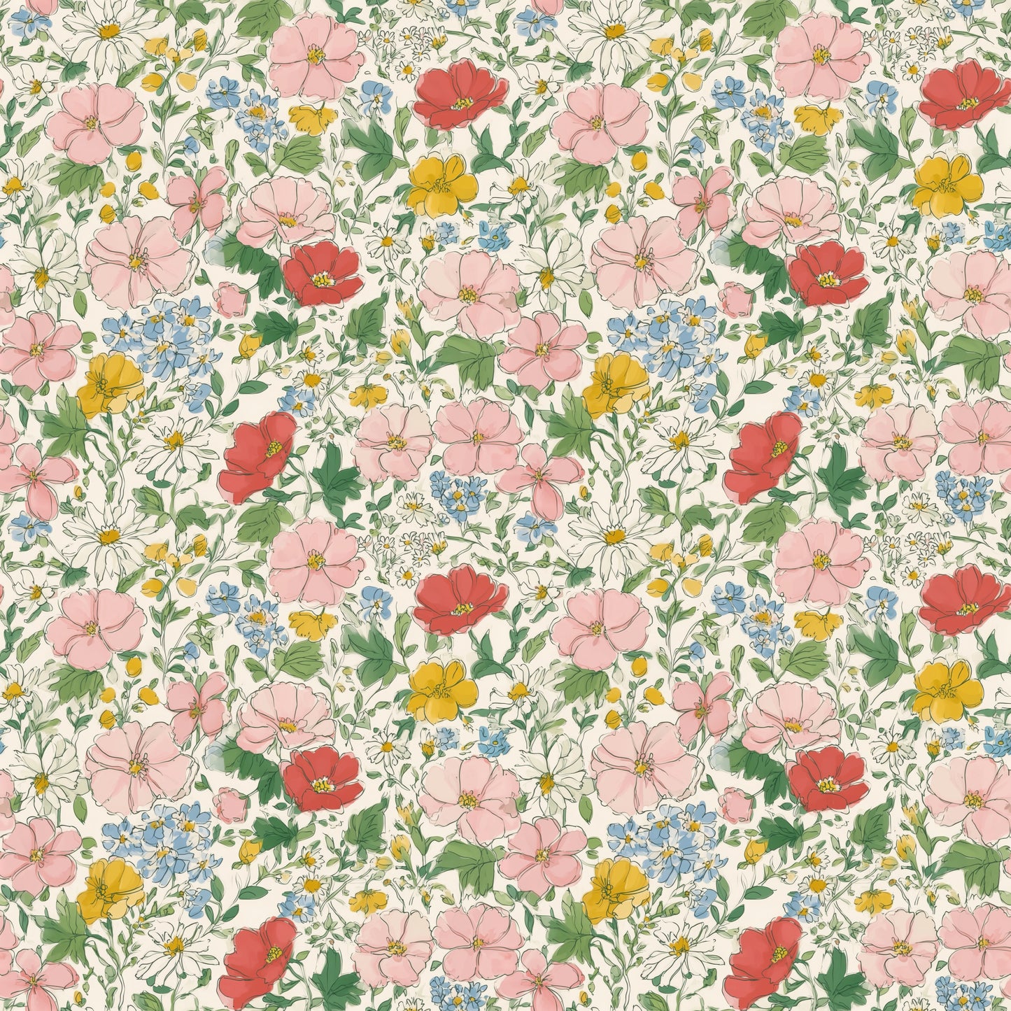 Lazy Garden Days Digital Seamless Pattern