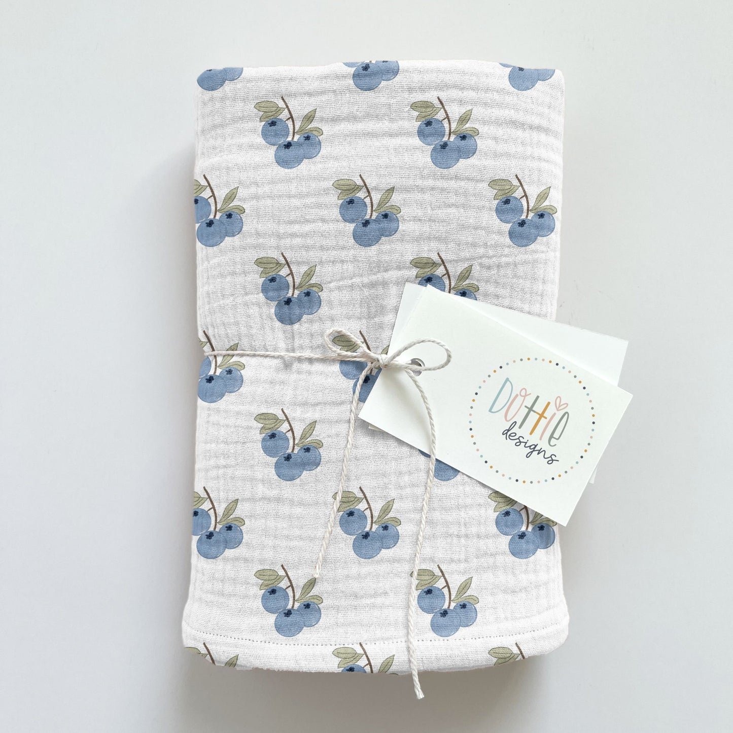 Leafy Blueberries on White