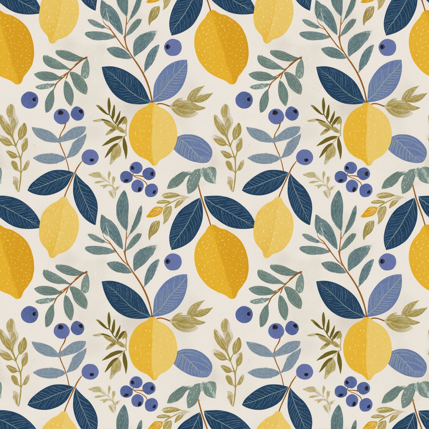 Lemons & Berries Digital Seamless Pattern