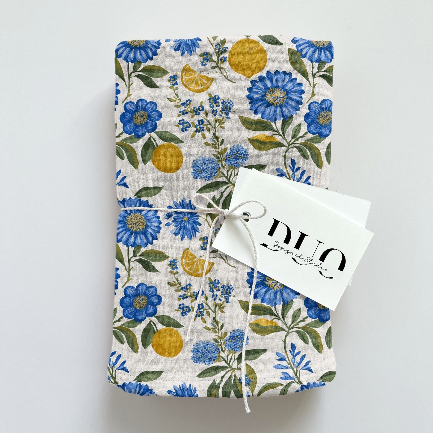 Lemons & Blue Floral Digital Seamless Pattern
