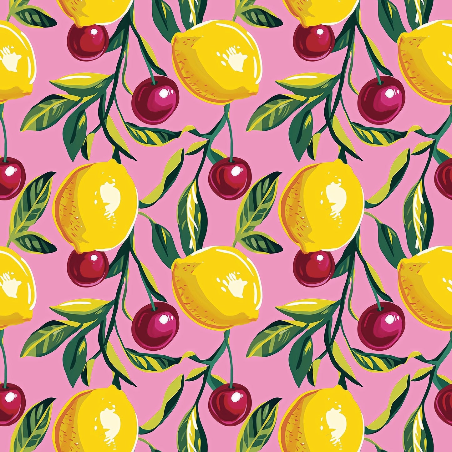Lemons & Cherries Digital Seamless Pattern